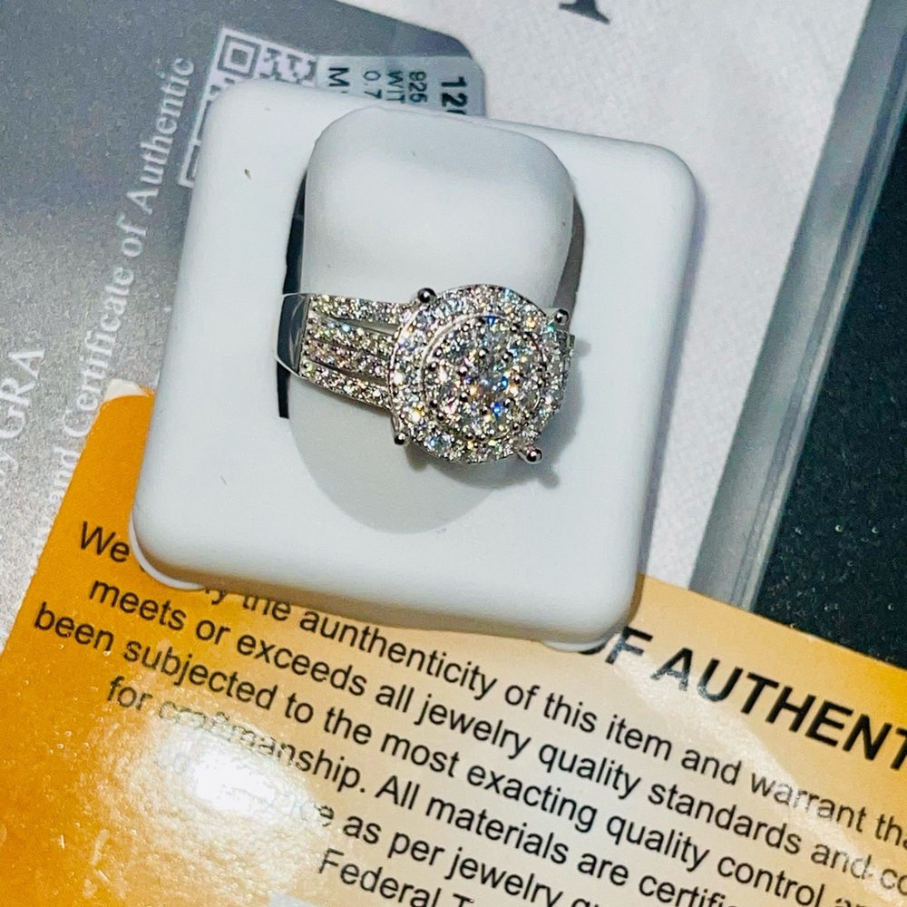 14k white gold vermeil Bridal ring, VVS GRA certified moissanite diamond ring - Picture 7 of 10